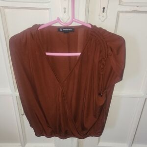 INC International Concepts Women's Brown Wrap Top